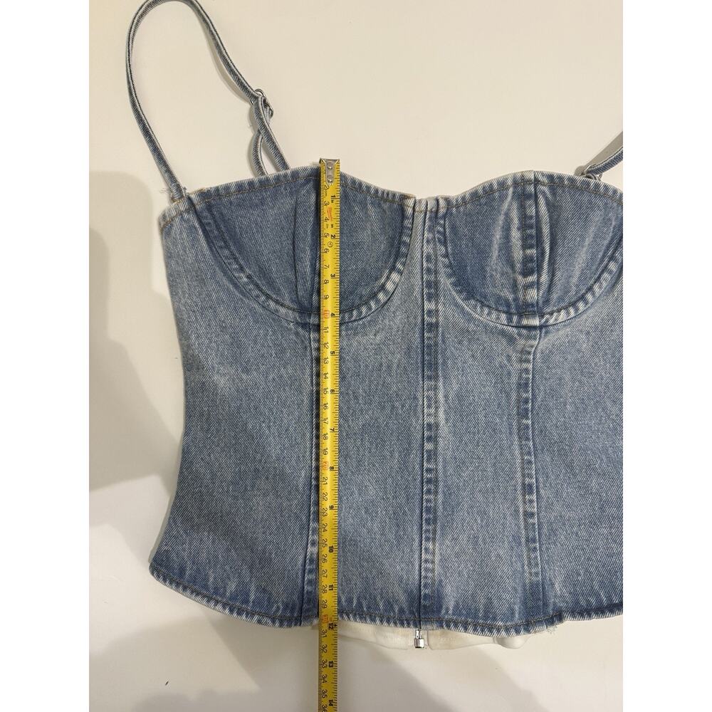 WeWoreWhat Denim Underwire Corset Top Y2K Structured Bustier Light Wash Size 2 - Picture 6 of 8
